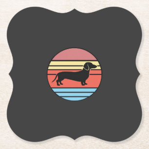 Retro Dachshund Zonsondergang Vector Kartonnen Onderzetters