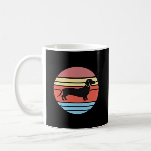 Retro Dachshund Zonsondergang Vector Koffiemok (Links)