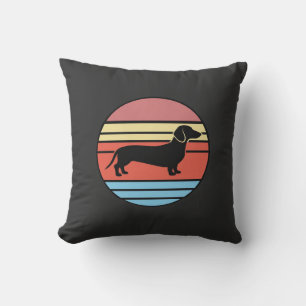 Retro Dachshund Zonsondergang Vector Kussen