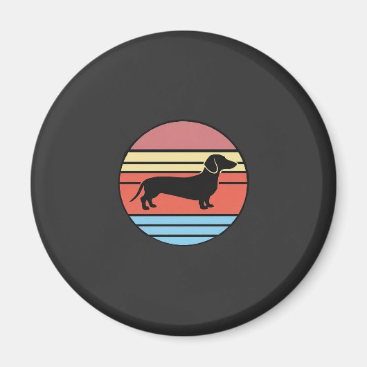 Retro Dachshund Zonsondergang Vector Magneet (Voorkant)