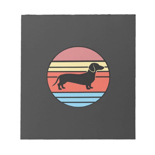 Retro Dachshund Zonsondergang Vector Notitieblok (Voorkant)