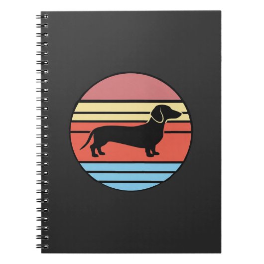Retro Dachshund Zonsondergang Vector Notitieboek (Voorkant)