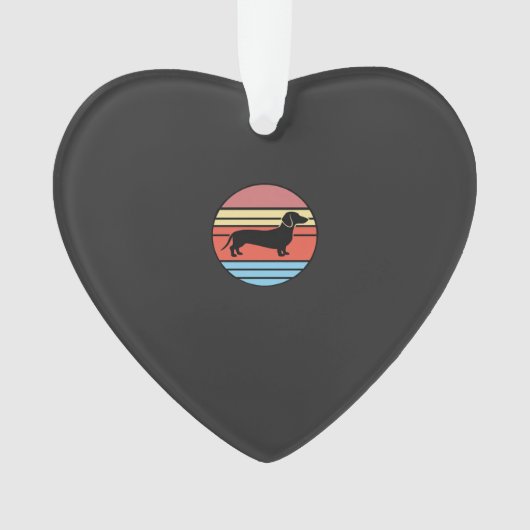 Retro Dachshund Zonsondergang Vector Ornament (voorkant)