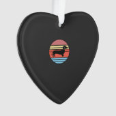 Retro Dachshund Zonsondergang Vector Ornament (voorkant)
