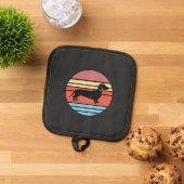Retro Dachshund Zonsondergang Vector Pannenlap (Top down)