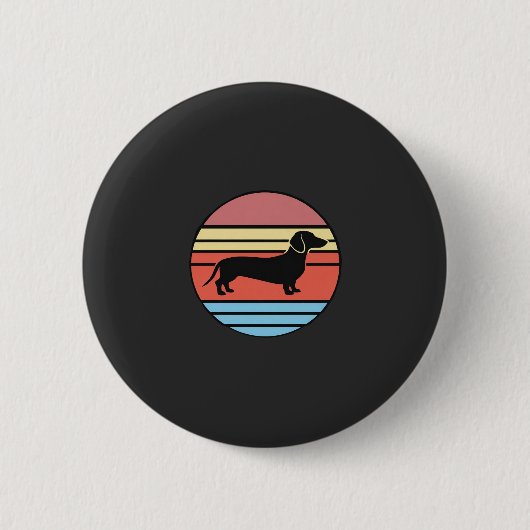 Retro Dachshund Zonsondergang Vector Ronde Button 5,7 Cm (Voorkant)