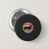 Retro Dachshund Zonsondergang Vector Ronde Button 5,7 Cm (Voorkant /achterkant)