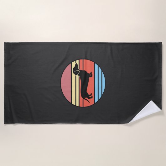 Retro Dachshund Zonsondergang Vector Strandlaken (Voorkant)