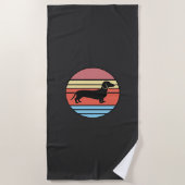 Retro Dachshund Zonsondergang Vector Strandlaken (Voorkant)