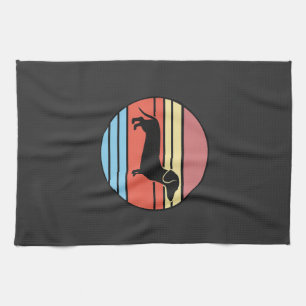 Retro Dachshund Zonsondergang Vector Theedoek