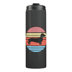 Retro Dachshund Zonsondergang Vector Thermosbeker