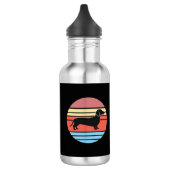 Retro Dachshund Zonsondergang Vector Waterfles (Links)