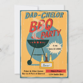 Retro Dad-Chelor BBQ Party Baby shower Kaart