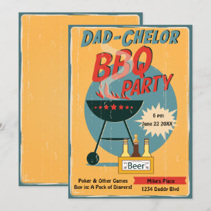 Retro Dad-Chelor BBQ Party Baby shower Kaart