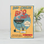 Retro Dad-Chelor BBQ Party Baby shower Kaart (Staand voorkant)