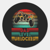 Retro Dad Level Unlocked New Dad Controller Father Ronde Sticker (Voorkant)