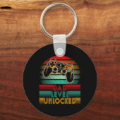 Retro Dad Level Unlocked New Dad Controller Father Sleutelhanger (Voorkant)