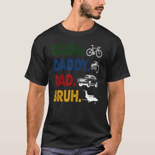 Retro Dada papa Papa Bruh Vaderdag Motorfiets T-shirt (Voorkant)