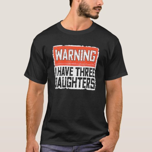 Retro Daddy Joke Papa Waarschuwing Ik heb Drie Doc T-shirt (Voorkant)