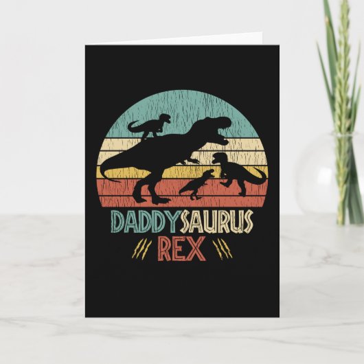 Retro Daddy Saurus Rex Dinosaur Papa Humor Cadeau Kaart (Voorkant)