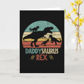 Retro Daddy Saurus Rex Dinosaur Papa Humor Cadeau Kaart (Gele Bloem)