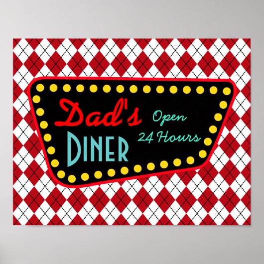 Retro Dads Diner Bord Art Poster Cadeau (Voorkant)