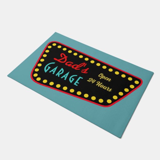 Retro Dad's Garage Sign Doormat  Deurmat (Schuin)