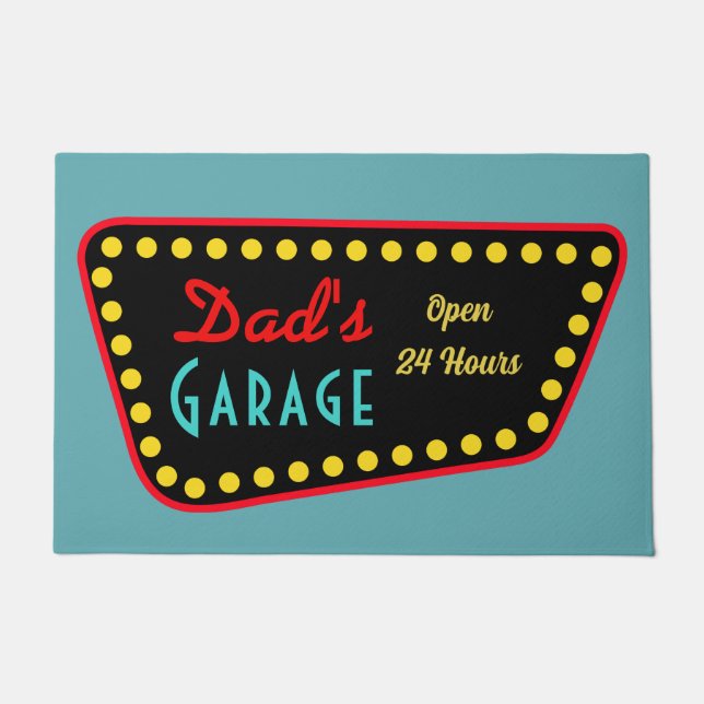 Retro Dad's Garage Sign Doormat  Deurmat (Voorkant)