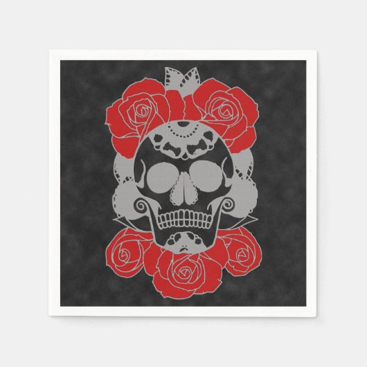 Retro Dag van de Dode Grunge Sugar Skull Servetten (Voorkant)