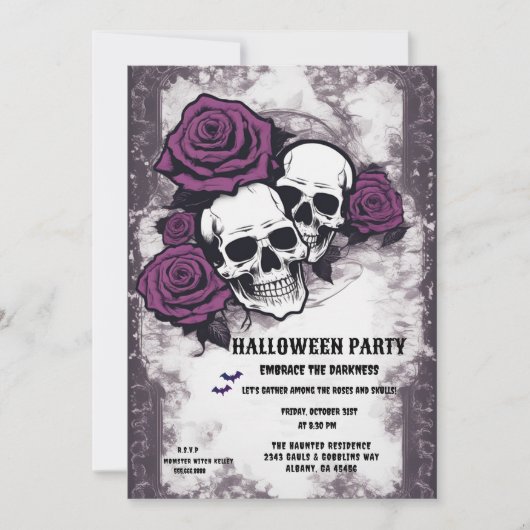 Retro Dag van de Doden & Haunting Halloween Party Kaart (Voorkant)