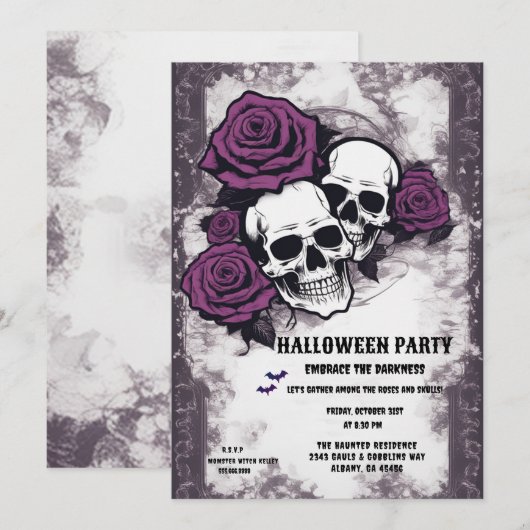 Retro Dag van de Doden & Haunting Halloween Party Kaart (Voorkant / Achterkant)