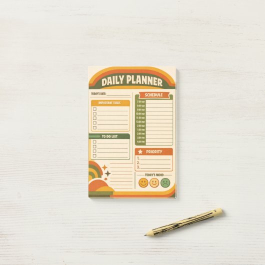 Retro Dagelijkse Planner Post-it® Notes (Op bureau)