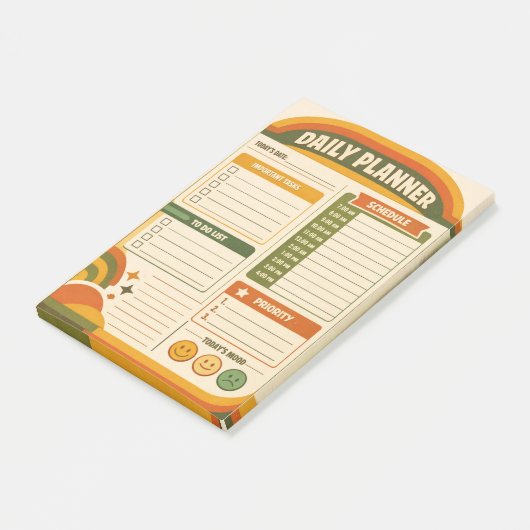 Retro Dagelijkse Planner Post-it® Notes (Schuin)