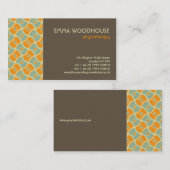 Retro!Dahlia Brown, Oranje en Aqua Visitekaartje (Voorkant / Achterkant)