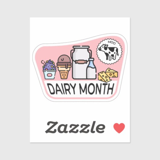 Retro Dairy Maand Sticker (Vel)