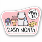 Retro Dairy Maand Sticker (Voorkant)