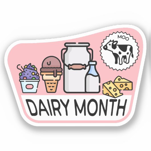 Retro Dairy Maand Sticker (Voorkant)