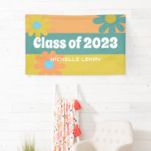 Retro Daisies Afstuderen 2023 Meisjes gepersonalis Spandoek (Insitu)