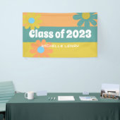 Retro Daisies Afstuderen 2023 Meisjes gepersonalis Spandoek (Beurs)