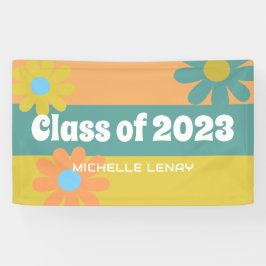 Retro Daisies Afstuderen 2023 Meisjes gepersonalis Spandoek