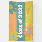 Retro Daisies Afstuderen 2023 Meisjes gepersonalis Spandoek (Verticaal)