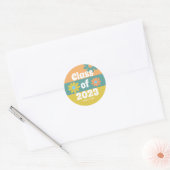 Retro Daisies Afstuderen Class of 2023 Ronde Sticker (Envelop)