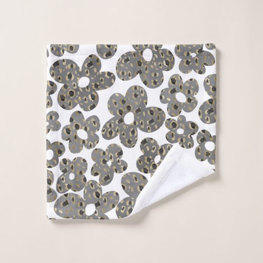 Retro Daisies Animal Print Glam #1 #retro #flower Bad Handdoek (Wasdoekje)