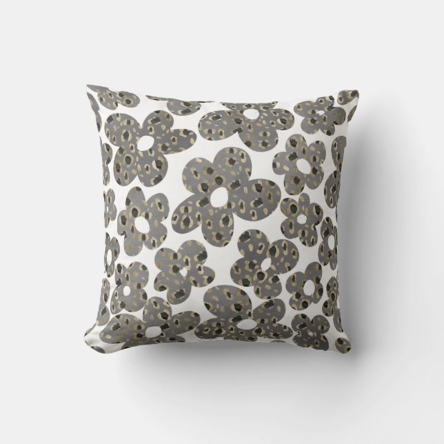 Retro Daisies Animal Print Glam #1 #retro #flower Kussen (Voorkant)