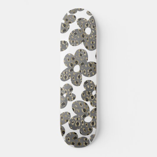 Retro Daisies Animal Print Glam #1 #retro #flower Persoonlijk Skateboard (Voorkant)