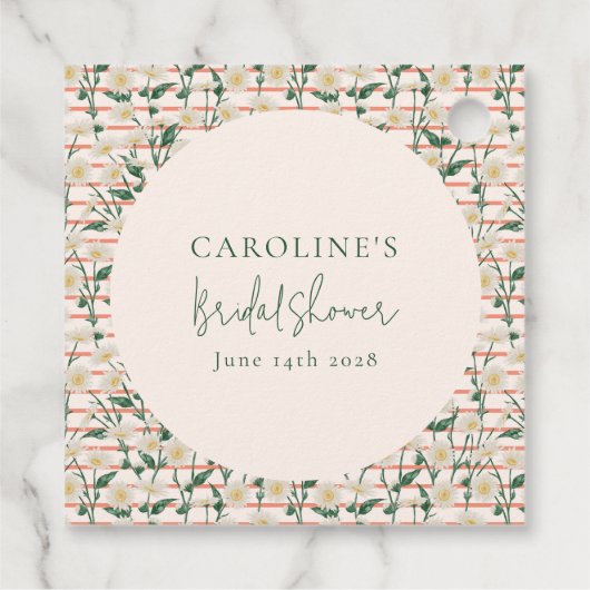 Retro Daisies Bloemen Groen Vrijgezellenfeest Aang Bedankjes Labels (Achterkant)