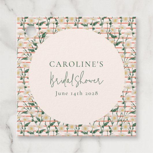 Retro Daisies Bloemen Groen Vrijgezellenfeest Aang Bedankjes Labels (Voorkant)