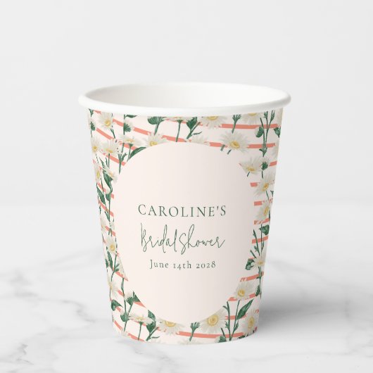 Retro Daisies Bloemen Groen Vrijgezellenfeest Aang Papieren Bekers (Voorkant)