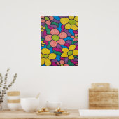 Retro Daisies Colorful Print (Keuken)