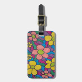 Retro Daisies Colorful Print Bagagelabel (Voorkant verticaal)
